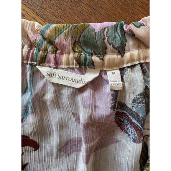 Soft Surroundings Floral Tunic Top M Metallic Threads Ruffles Tassels - Picture 8 of 9
